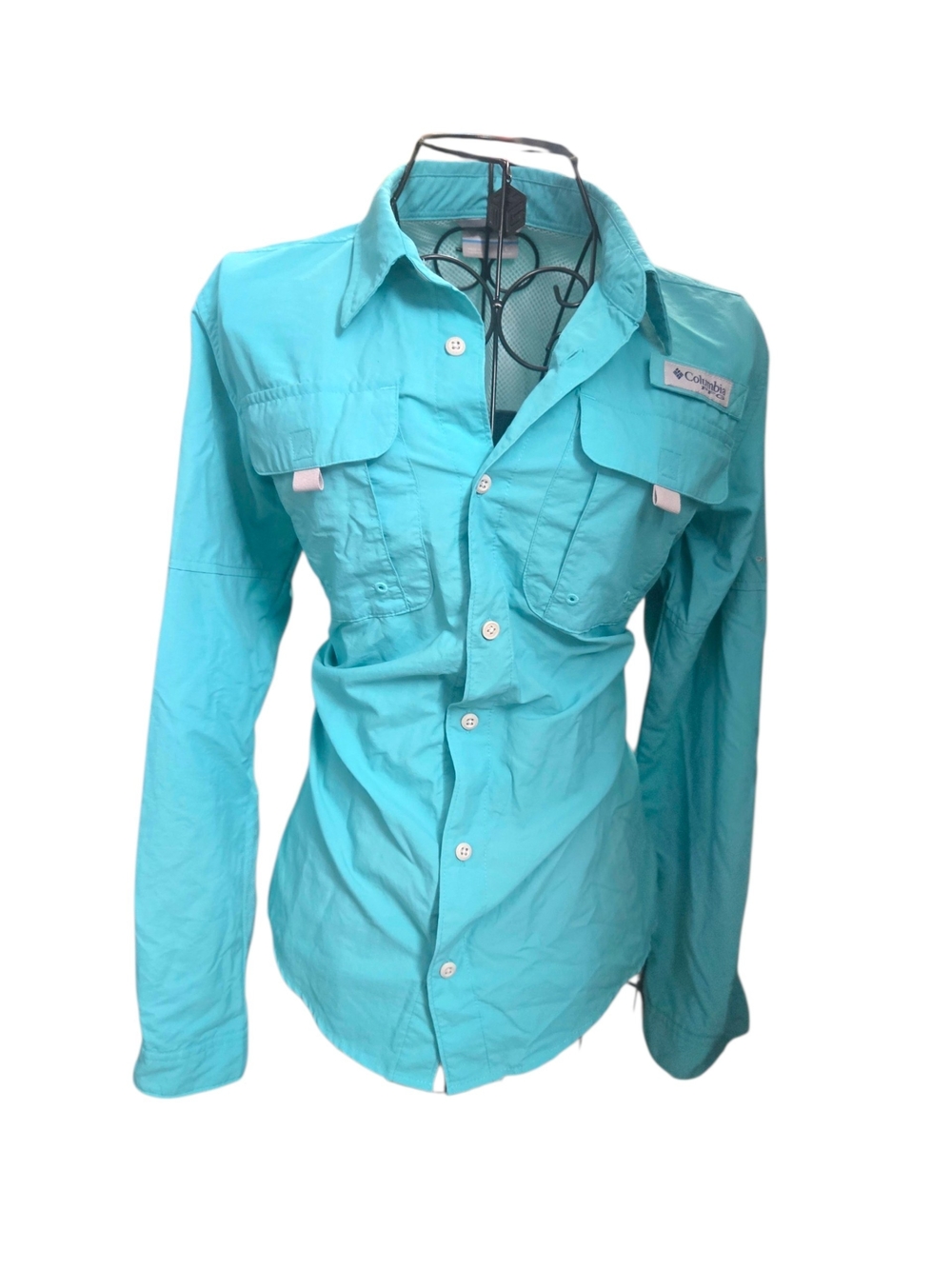 Columbia Women's Long Sleeve Turquoise Fishing Shirt